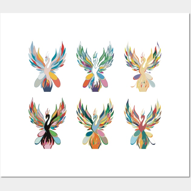 Phoenix 1-6 Wall Art by Abstract Scribbler